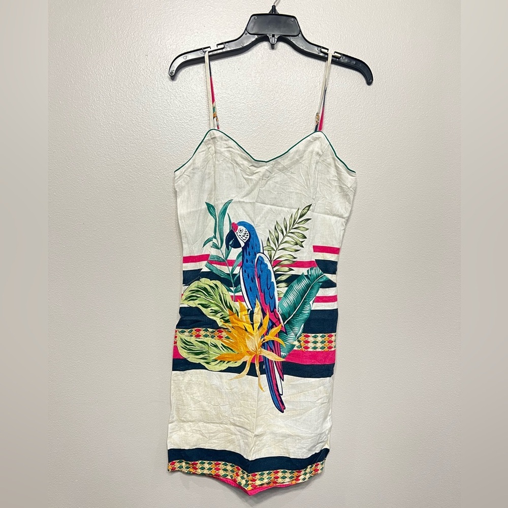 Anthropologie Munny Dress‎ Size Medium Floral Bird Beach Pool Tropical Sz 40